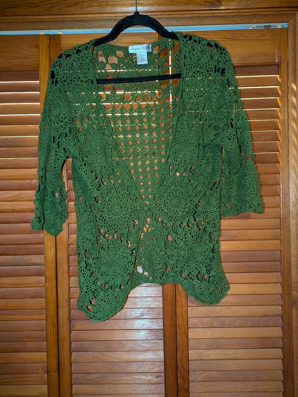 Vintage Olive Green Fairycore Bohemian Crochet Cardigan Buttons